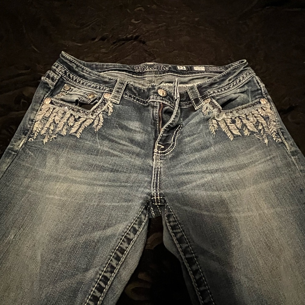 Miss Me Blue Embroidered Boot Cut Jeans